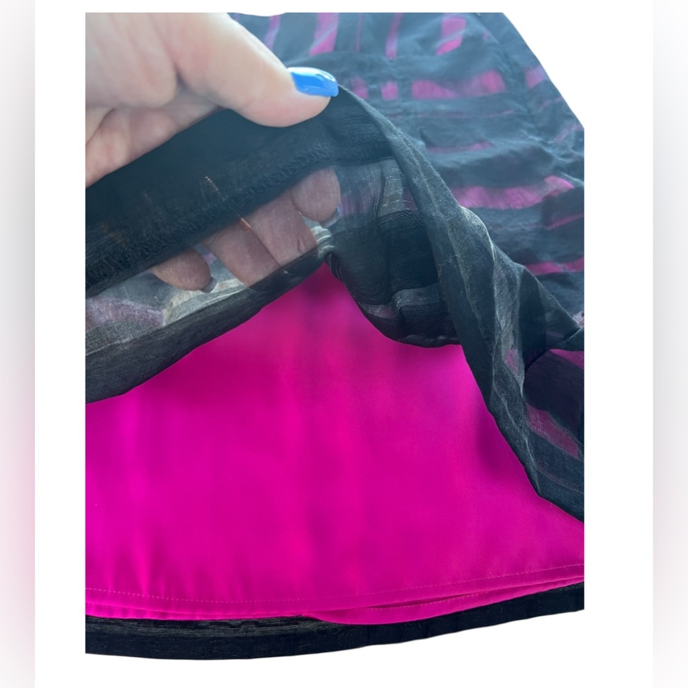 Apostrophe Women's Size 12 Black & Pink A-Line Skirt Semi Sheer Black Overlay - Picture 4 of 13